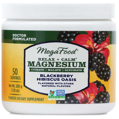 Relax + Calm Magnesium Powder-Blackberry Hibiscus Oasis Flavor (MegaFood)