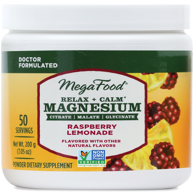 Relax + Calm Magnesium Powder-Raspberry Lemonade Flavor (MegaFood)