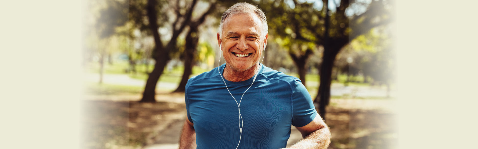 senior man running and smiling